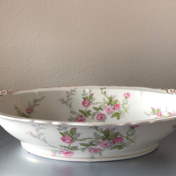 Haviland Limoges France Fine Porcelain Sylvia Pink Roses Oval Vegetable Bowl 10” - Picture 5 of 9